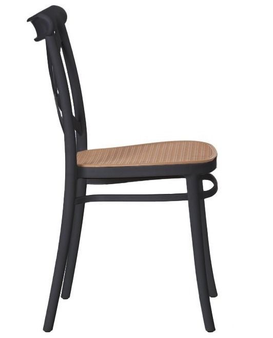 Chaise coloniale bois et rotin ynthétique noir kantik - Photo n°2