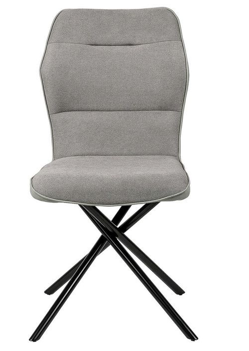 Chaise confortable tissu gris clair rembourré et pieds croisés métal noir Klea - Photo n°3