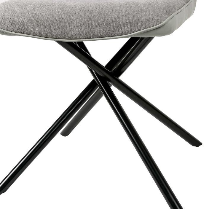 Chaise confortable tissu gris clair rembourré et pieds croisés métal noir Klea - Photo n°6