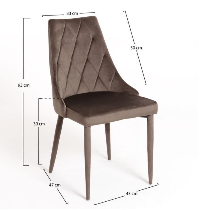 Chaise confortable velours et structure en bois marron Volki - Lot de 2 - Photo n°4