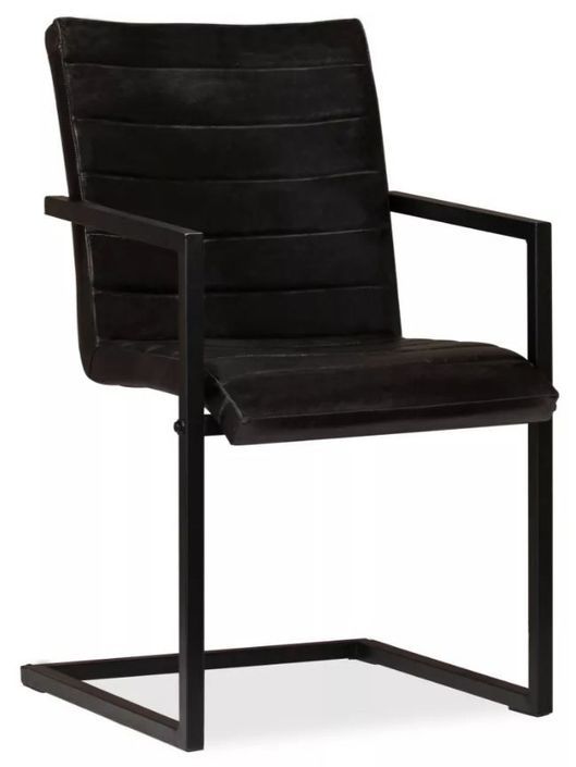Chaise cuir anthracite métal noir Kandyas - Lot de 4 - Photo n°2
