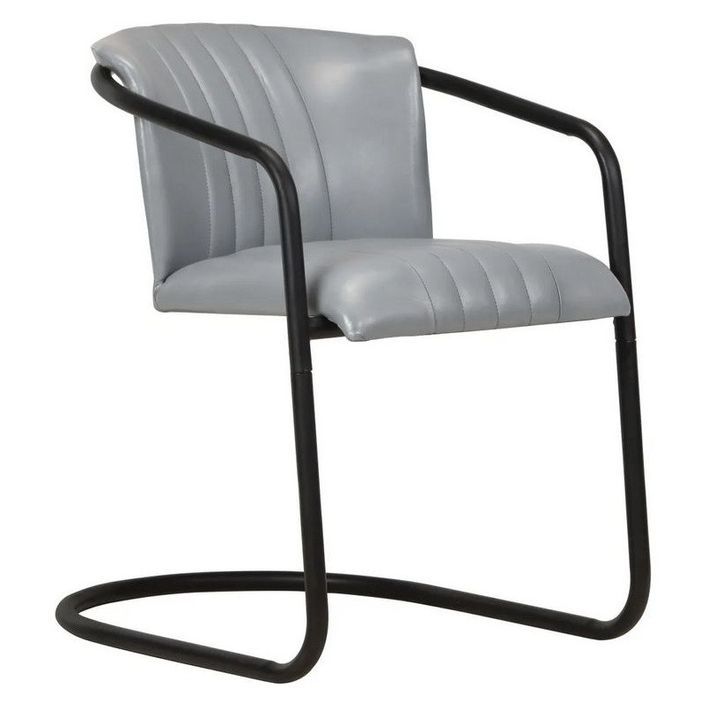 Chaise cuir gris et pieds métal noir Joyn - Lot de 2 - Photo n°1