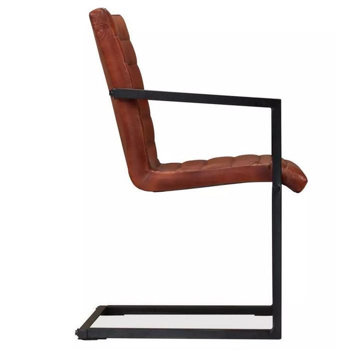 Chaise cuir marron et pieds métal noir Kandyas - Lot de 4 - Photo n°3