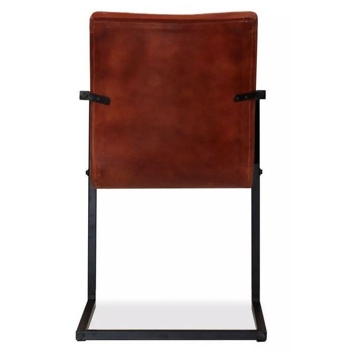 Chaise cuir marron et pieds métal noir Kandyas - Lot de 4 - Photo n°4
