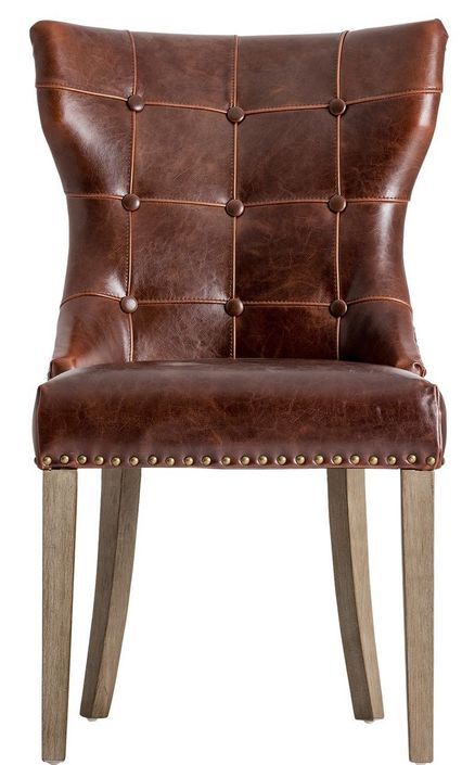 Chaise cuir marron et pieds pin massif clair Trya - Lot de 2 - Photo n°2