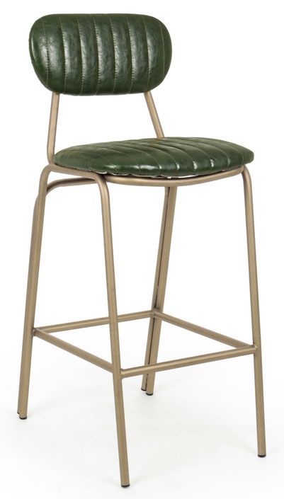 Chaise de bar acier vert et doré Addy hauteur d'assise 73 cm - Photo n°1