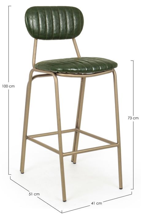 Chaise de bar acier vert et doré Addy hauteur d'assise 73 cm - Photo n°3
