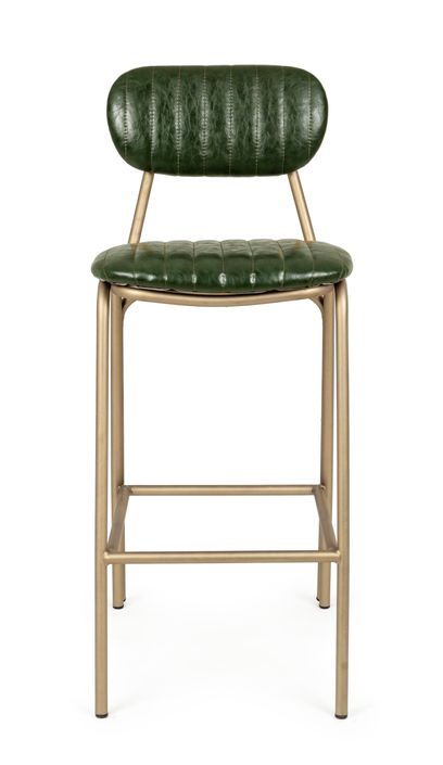 Chaise de bar acier vert et doré Addy hauteur d'assise 73 cm - Photo n°6
