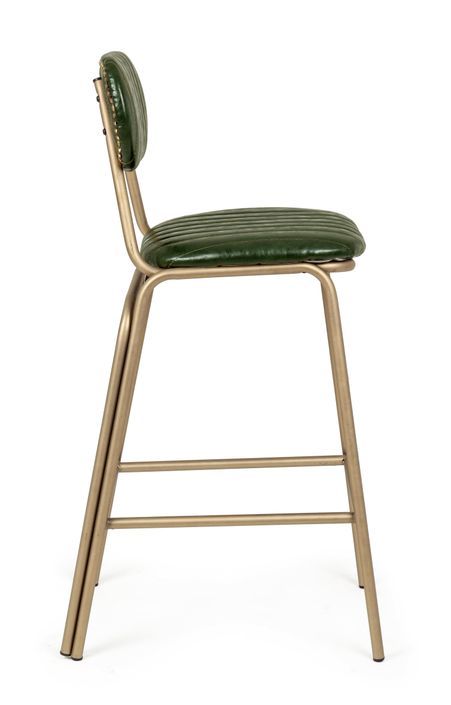 Chaise de bar acier vert et doré Addy hauteur d'assise 73 cm - Photo n°7