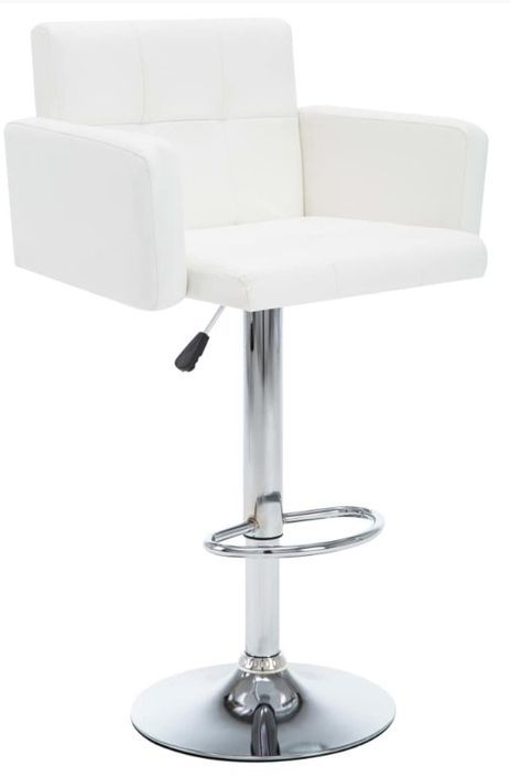 chaise de bar avec accoudoirs simili cuir blanc ice - Lot de 2 - Photo n°1