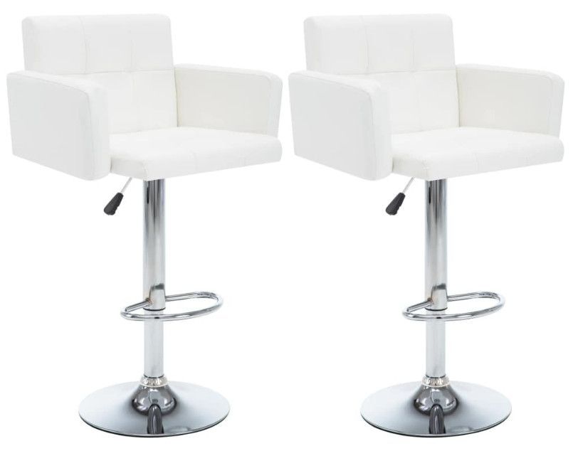 chaise de bar avec accoudoirs simili cuir blanc ice - Lot de 2 - Photo n°2