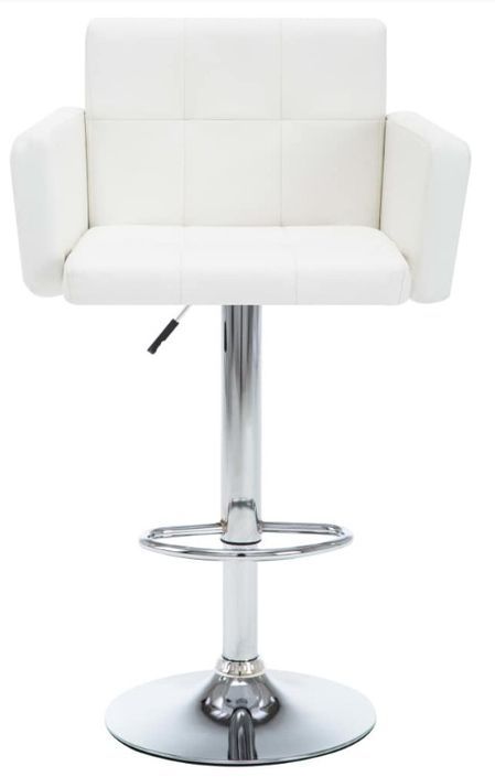 chaise de bar avec accoudoirs simili cuir blanc ice - Lot de 2 - Photo n°6