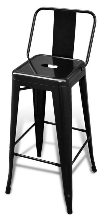 Chaise de bar avec dossier métal noir Ortsy - Lot de 2 - Photo n°1