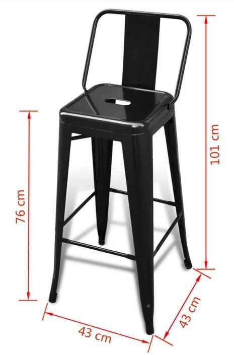 Chaise de bar avec dossier métal noir Ortsy - Lot de 2 - Photo n°5