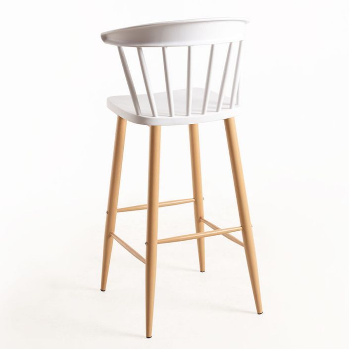 Chaise de bar blanche avec pieds en métal effet naturel Kury 77 cm - Photo n°3