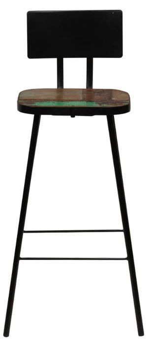Chaise de bar bois massif et métal noir Iar - Lot de 2 - Photo n°2