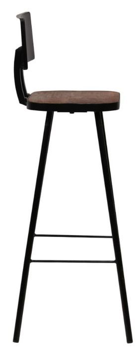 Chaise de bar bois massif foncé et métal noir Iar - Lot de 2 - Photo n°3