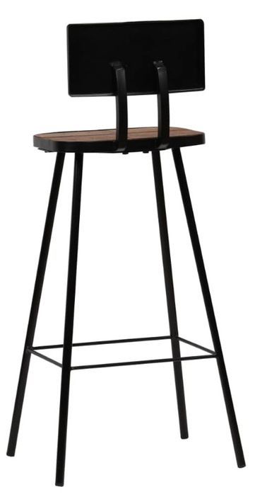 Chaise de bar bois massif foncé et métal noir Iar - Lot de 2 - Photo n°4
