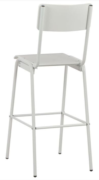chaise de bar contreplaqué et métal blanc Bibak - Lot de 2 - Photo n°5