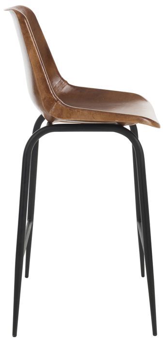 Chaise de bar cuir et métal marron Jo assise 70 cm - Photo n°3