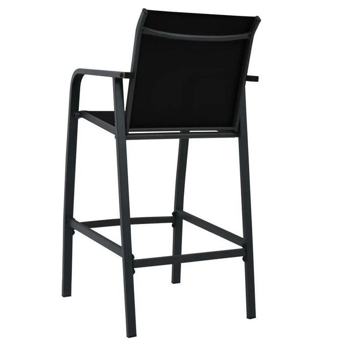 Chaise de bar de jardin textilène et métal noir Nael - Lot de 2 - Photo n°2