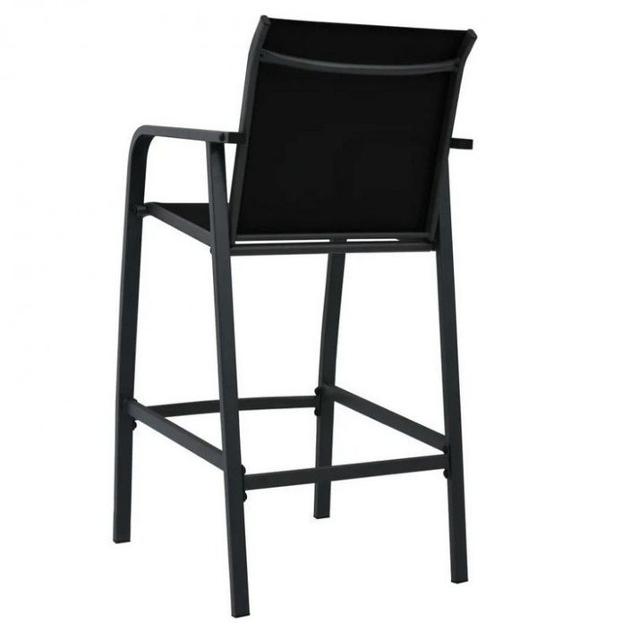 Chaise de bar de jardin textilène et métal noir Nael - Lot de 4 - Photo n°2