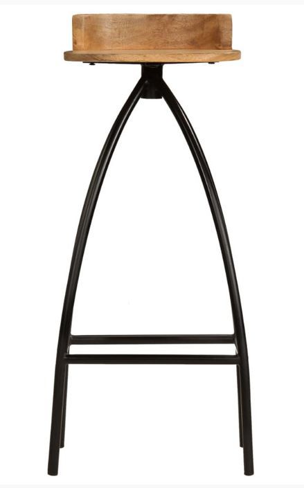 chaise de bar manguier massif clair et pieds métal noir Ive - Lot de 2 - Photo n°3