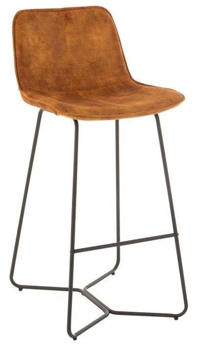 Chaise de bar métal et tissu doux orange Laurel 76.6 cm - Photo n°1