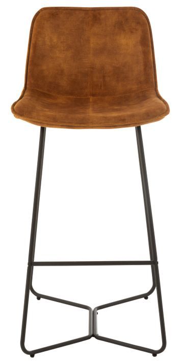 Chaise de bar métal et tissu doux orange Laurel 76.6 cm - Photo n°2