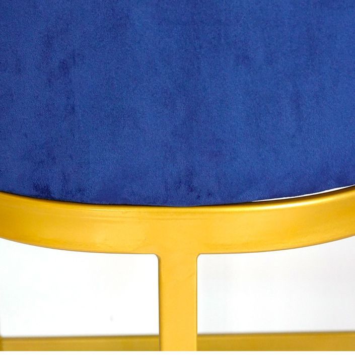 Chaise de bar velours bleu et pieds métal doré Nolan - Photo n°5