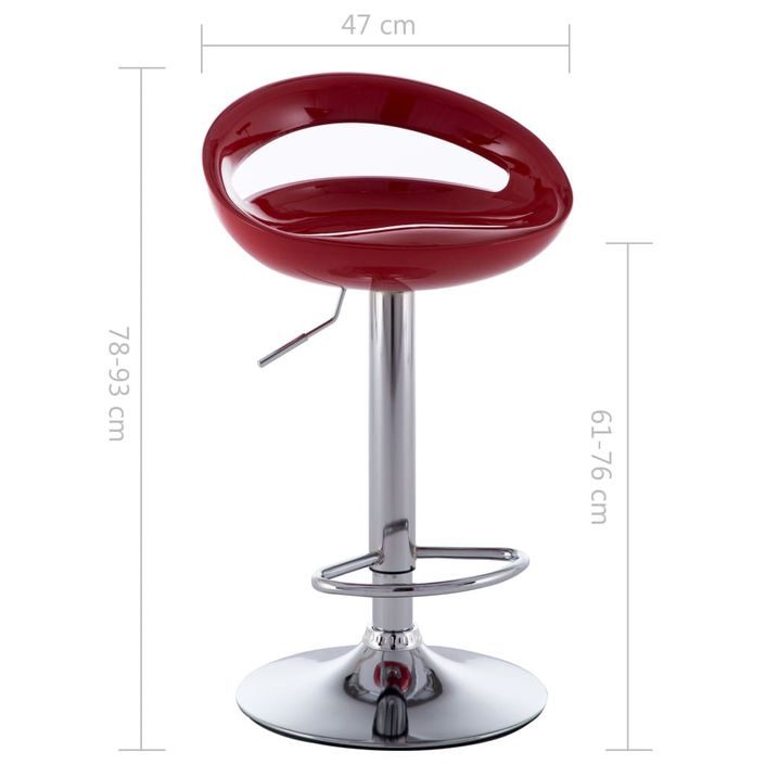 Chaise de bar plastique rouge et métal chromé Bauti - Lot de 2 - Photo n°9