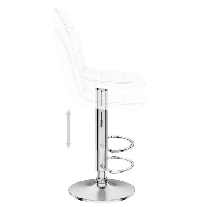 Chaise de bar réglable simili cuir blanc et métal chromé Noria - Photo n°5