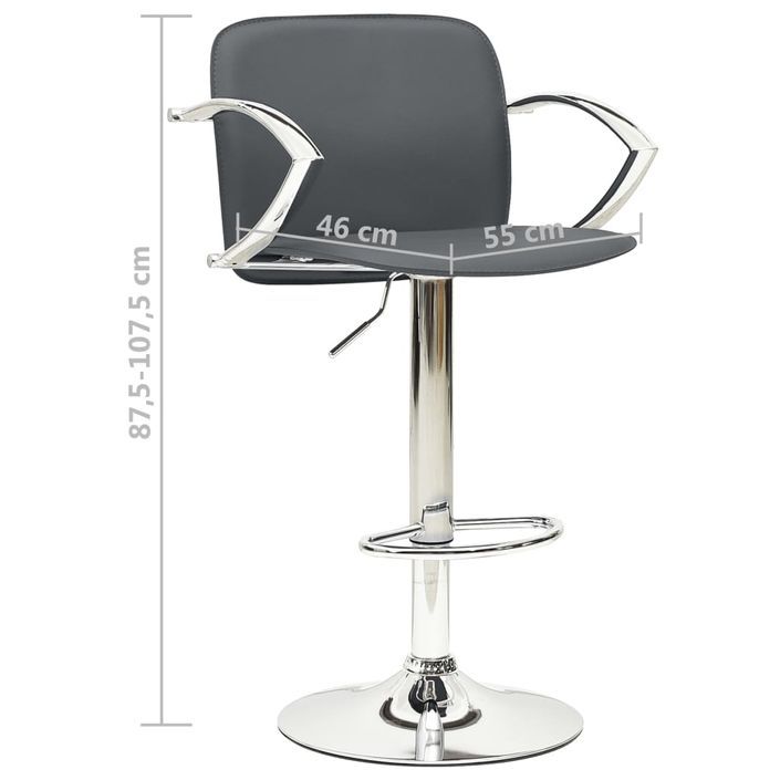 Chaise de bar réglable simili cuir gris Kisto - Lot de 2 - Photo n°9