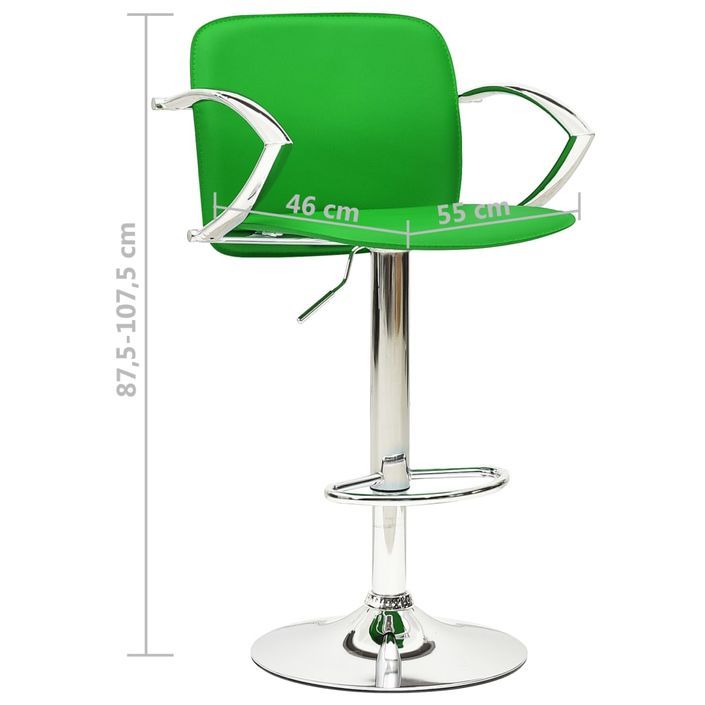 Chaise de bar réglable simili cuir vert Kisto - Lot de 2 - Photo n°9