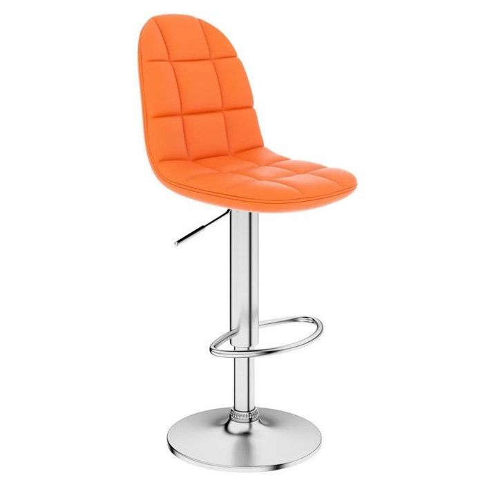 Chaise de bar réglable simili orange et métal chromé Noria - Photo n°1