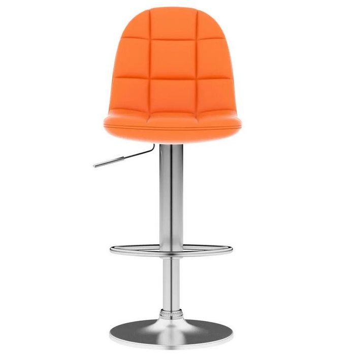 Chaise de bar réglable simili orange et métal chromé Noria - Photo n°2