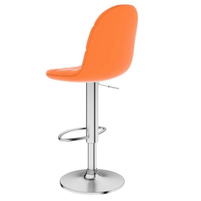 Chaise de bar réglable simili orange et métal chromé Noria - Photo n°3