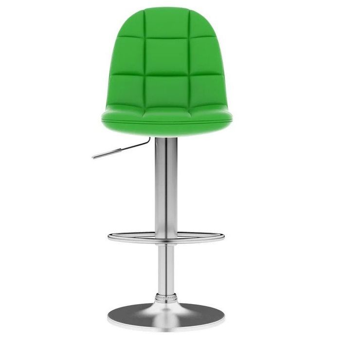 Chaise de bar réglable simili vert et métal chromé Noria - Photo n°2