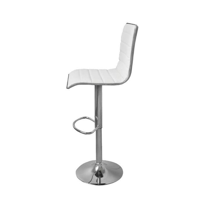 chaise de bar simili cuir blanc et métal chromé Latty - Lot de 2 - Photo n°4