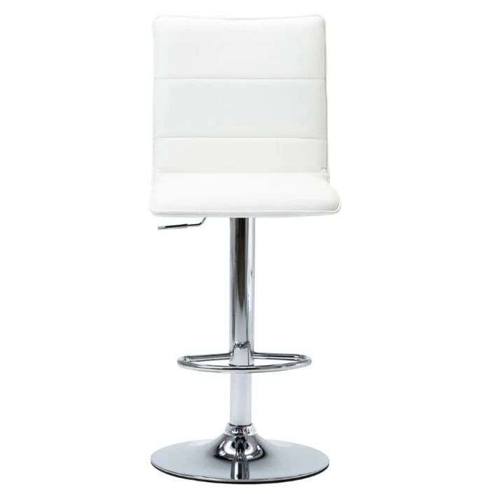 chaise de bar simili cuir blanc et métal chromé Rand - Lot de 2 - Photo n°2