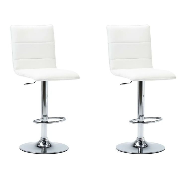 chaise de bar simili cuir blanc et métal chromé Rand - Lot de 2 - Photo n°1