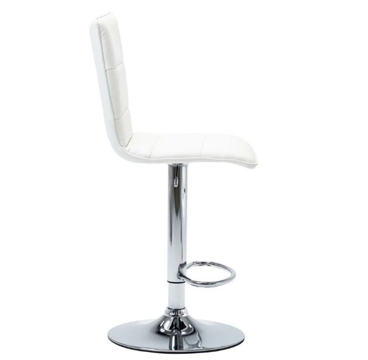 chaise de bar simili cuir blanc et métal chromé Rand - Lot de 2 - Photo n°4