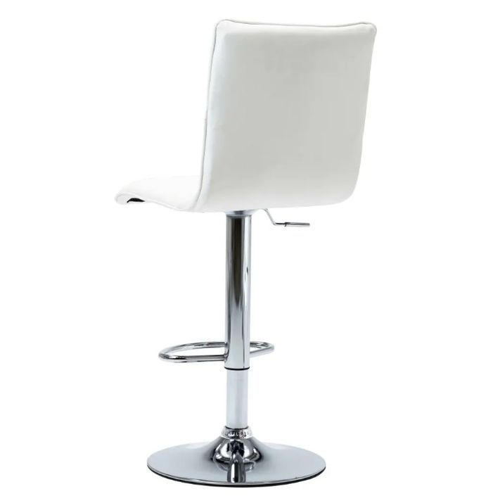 chaise de bar simili cuir blanc et métal chromé Rand - Lot de 2 - Photo n°5