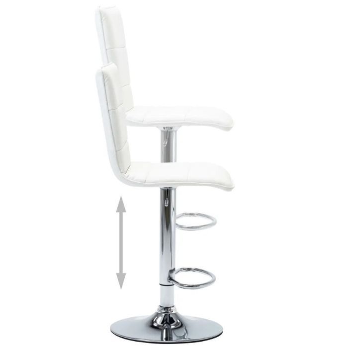 chaise de bar simili cuir blanc et métal chromé Rand - Lot de 2 - Photo n°6