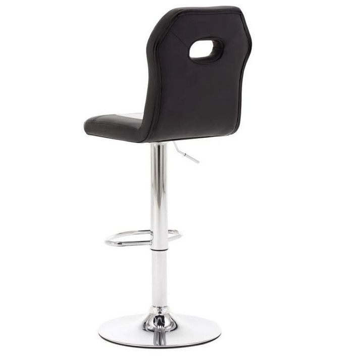 Chaise de bar simili cuir noir et blanc pied métal chromé Kix - Photo n°4