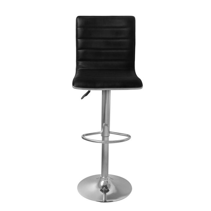Chaise de bar simili cuir noir et métal chromé Latty - Lot de 2 - Photo n°3