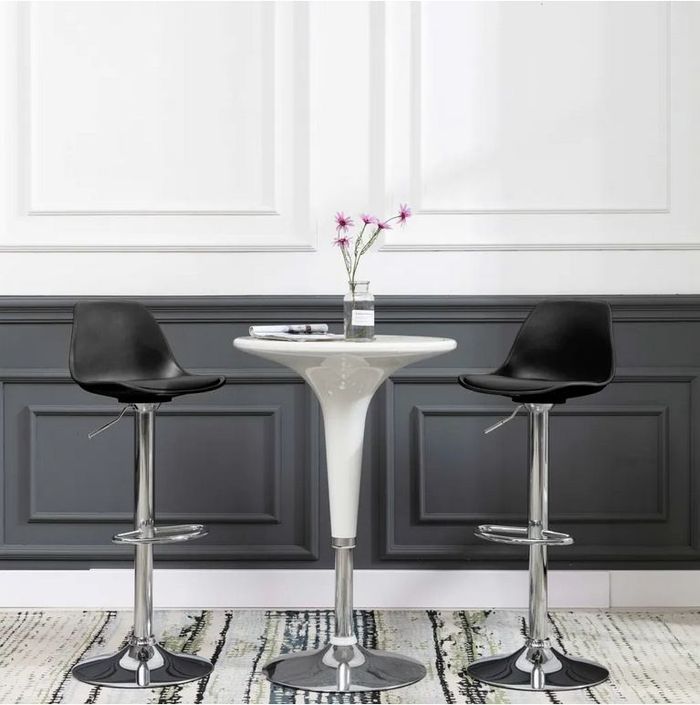 Chaise de bar simili cuir noir et pied métal chromé Axis - Photo n°5
