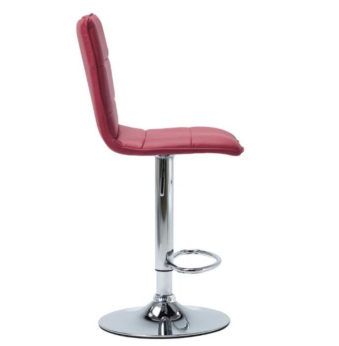 Chaise de bar simili cuir rouge bordeaux et métal chromé Rand - Lot de 2 - Photo n°4
