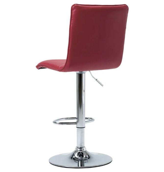 Chaise de bar simili cuir rouge bordeaux et métal chromé Rand - Lot de 2 - Photo n°5