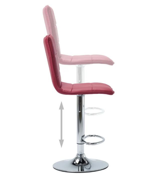Chaise de bar simili cuir rouge bordeaux et métal chromé Rand - Lot de 2 - Photo n°6